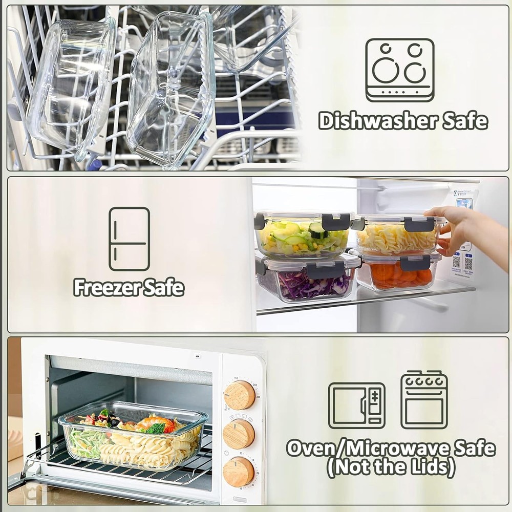 Glass Food Storage Containers - 10-Pack