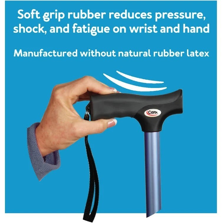 CANE SOFT GRIP DERBY HANDLE ADJUSTABLE, Color: Blue Marble