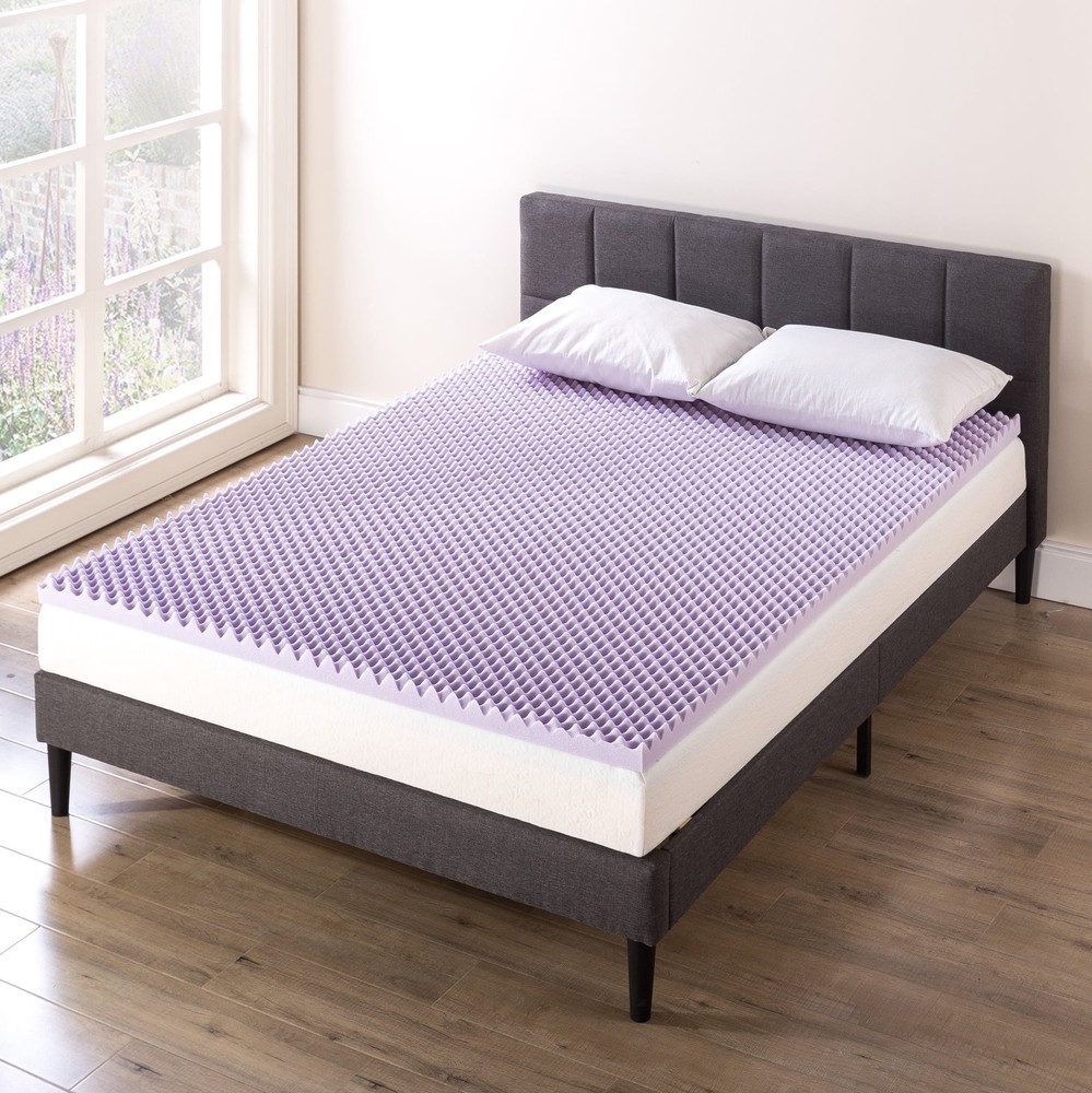 2" Egg Crate Lavender Memory Foam Mattress Topper Queen