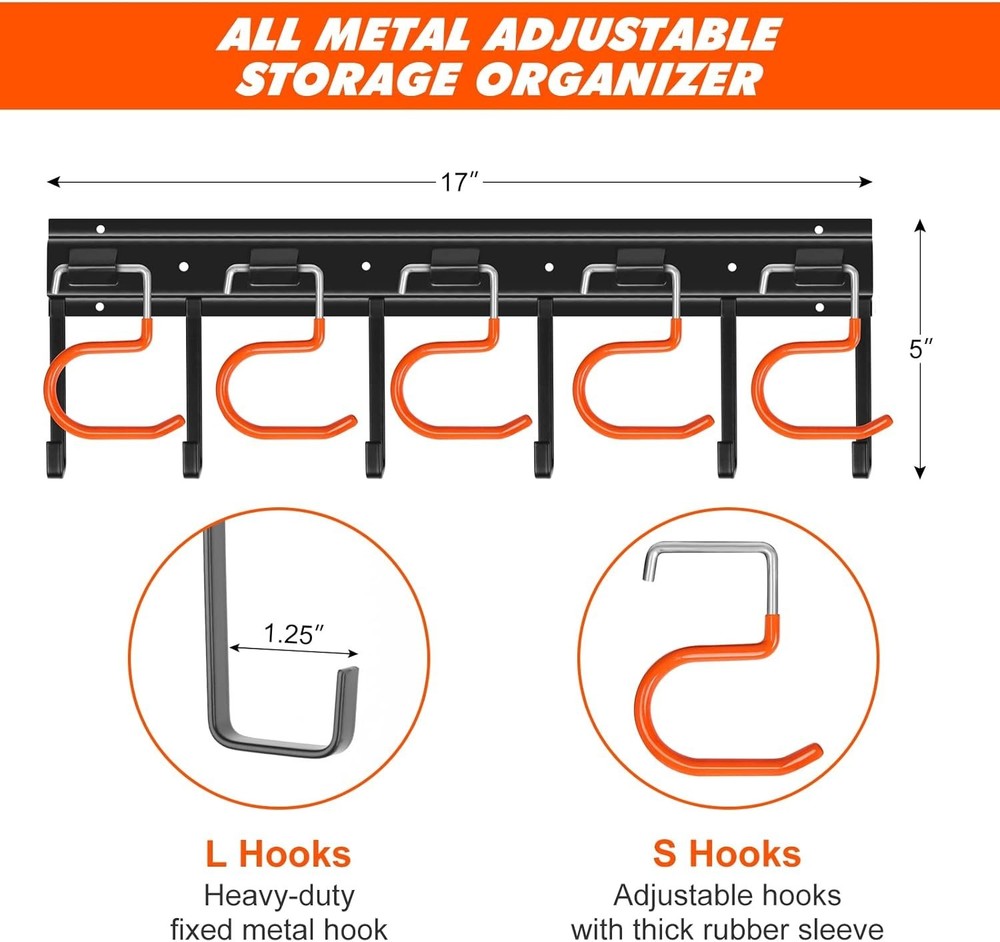 Adjustable Garage Tool Organizer - Wall Mount Storage