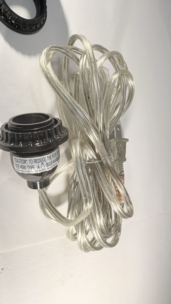 Vintage long silver power cord and phenolic bulb socket C