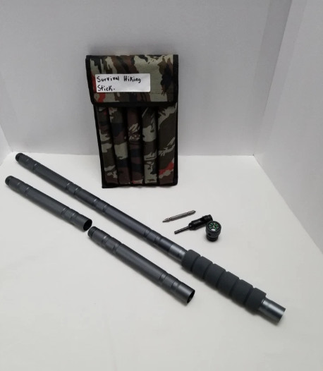 Multifunctional Trekking/Camping Stick with Compass & Canvas Bag