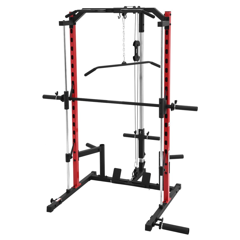 Smith Machine Multifunctional Power Cage Rack with Cable Machine & Barbell Bar🔥
