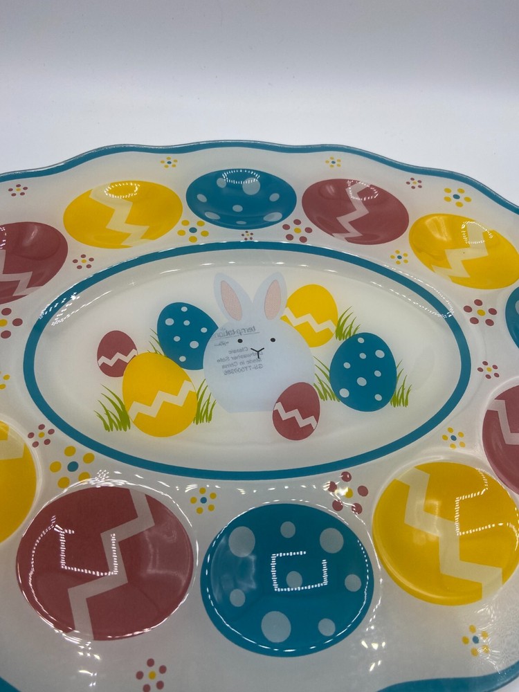 Temptations Glass Easter Egg Platter - New