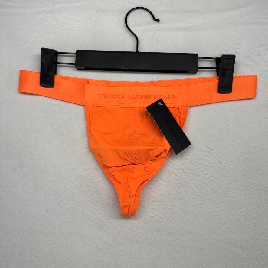 Todd Sanfield Thong Men's Medium Orange Neon Fire Defiant Underwear Solid NEW