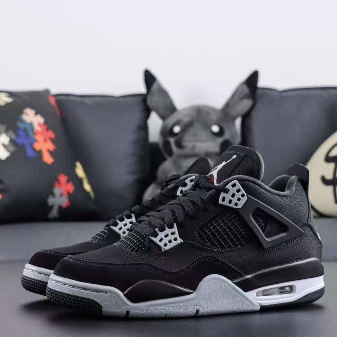 Jordan 4 SE "Black Canvas" Retro Basketball Shoes Men's Mid Top