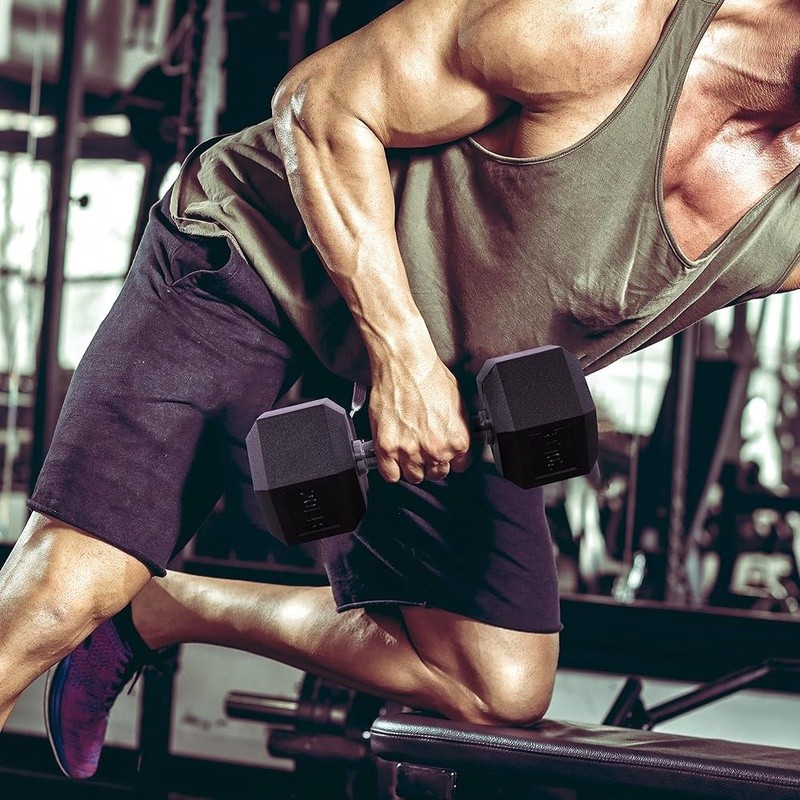 Dumbbell Set Rubber Hex Adjustable Weights Strength Training Gym Home Use