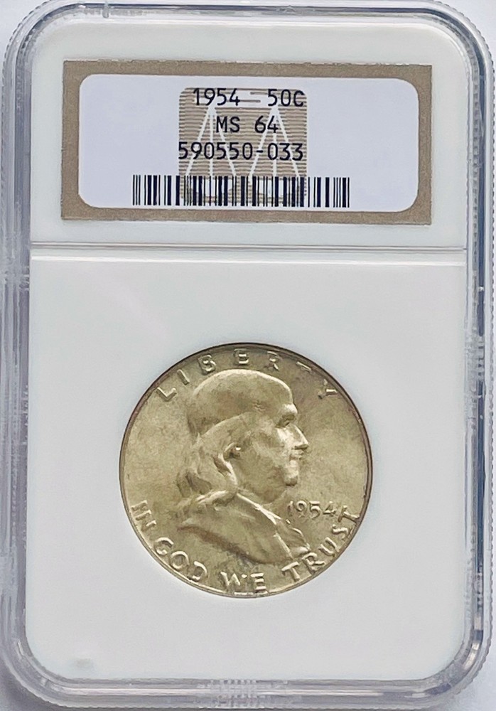 1954 Franklin Half Dollar - NGC MS64 - Toned