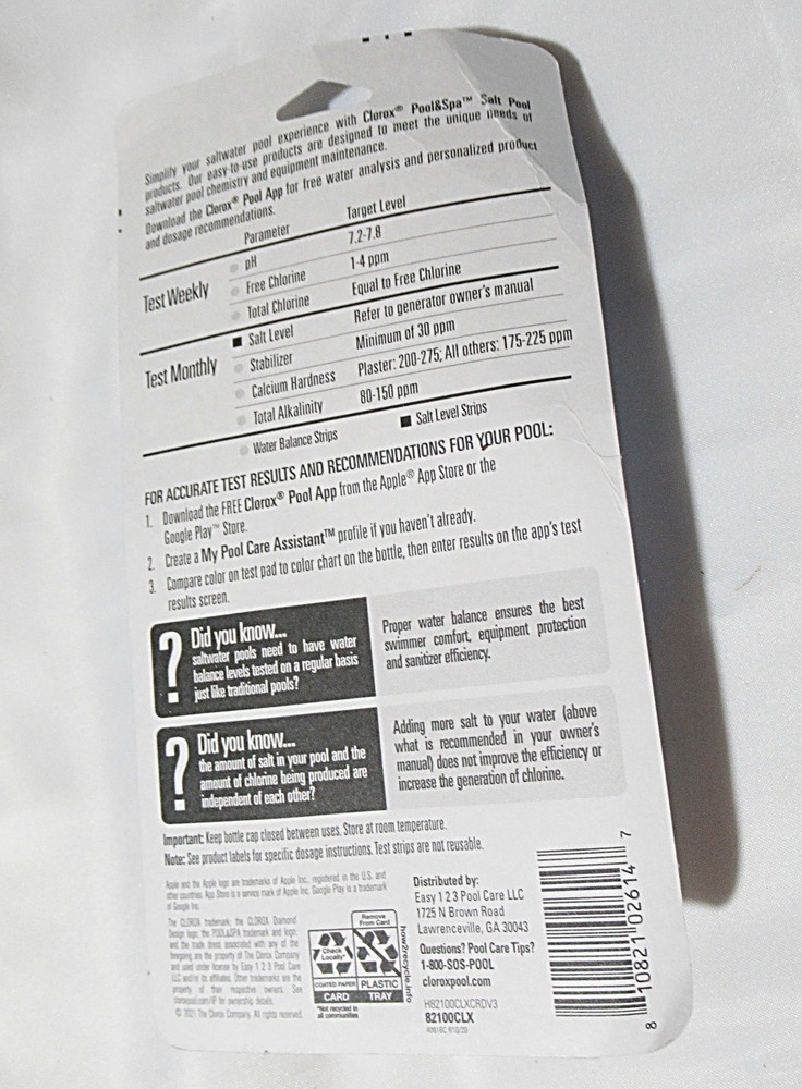 Clorox Pool & Spa 35-Pack Salt Pool Test Strips for Pool Water Testing