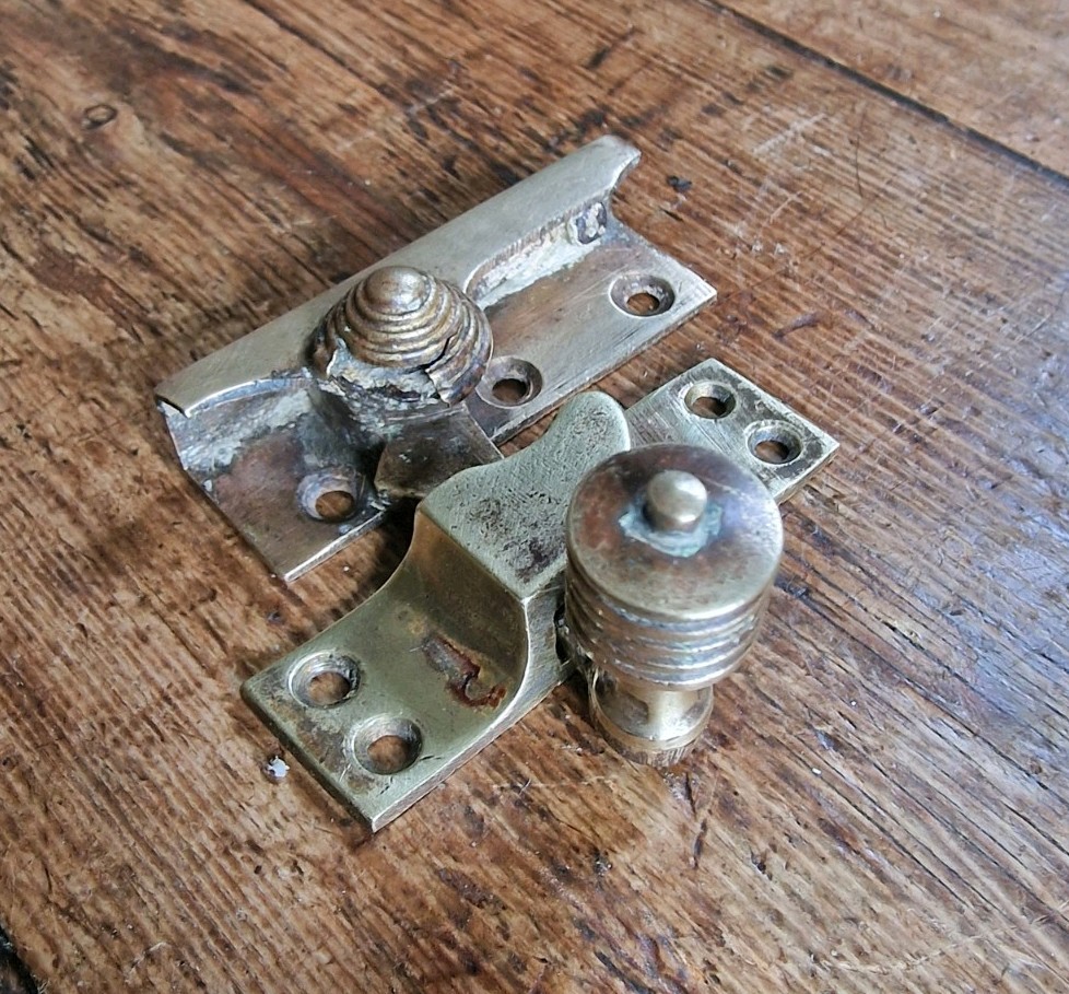 Victorian Brass Sash Window Lock Latch and Catch
