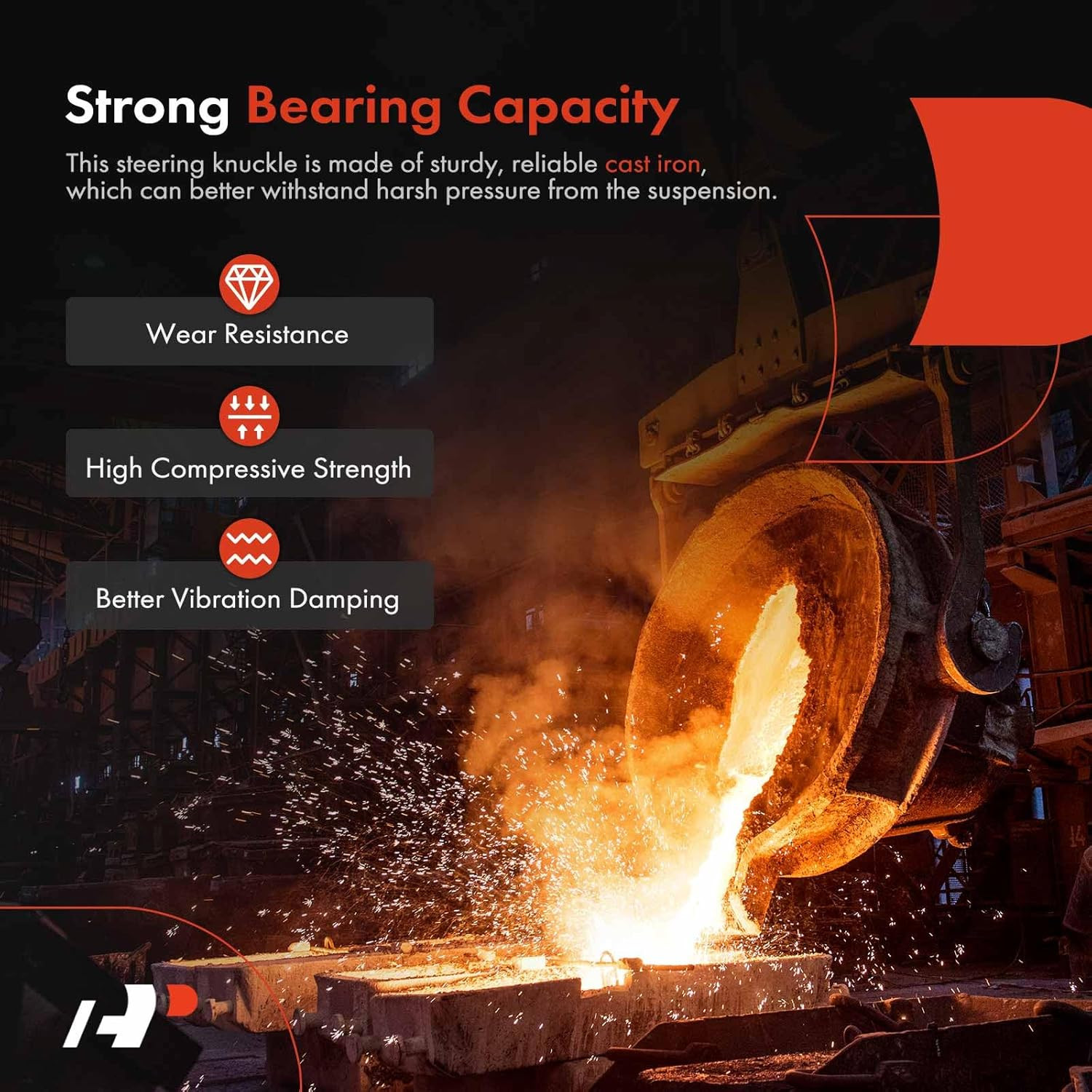 Front Suspension Steering Knuckle Compatible with Honda Accord 1998 1999 2000 20