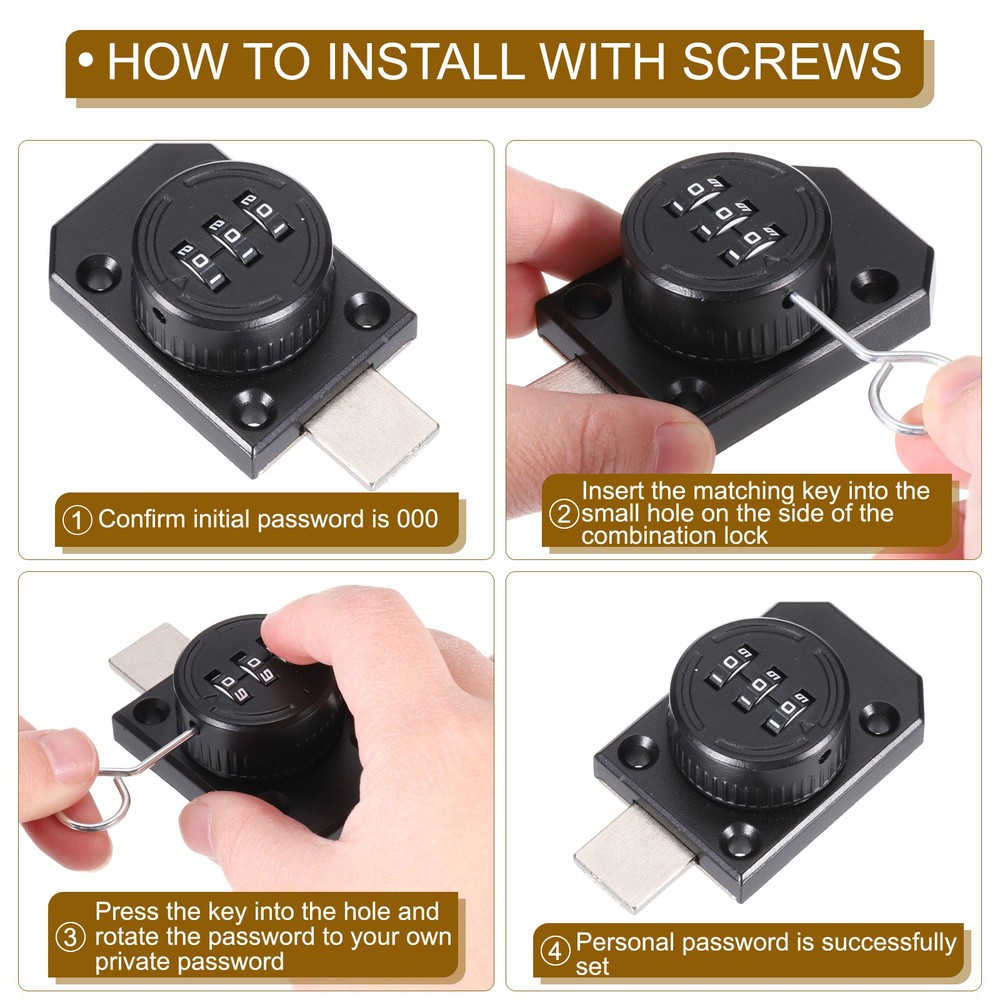 2 Pcs Combination Cabinet Latch Mechanical Keyless Password Lock Silver