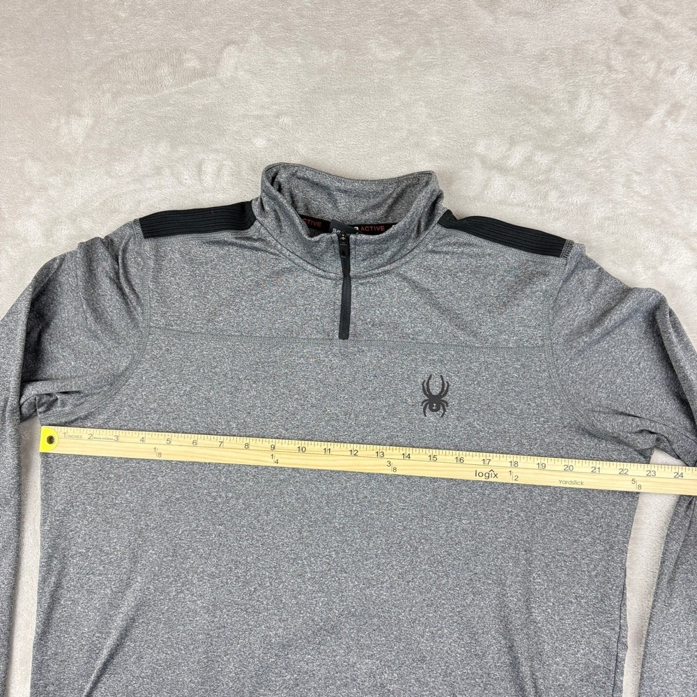 Spyder Active Shirt Men M Gray 1/4 Zip Pullover Performance Stretch Golf Running