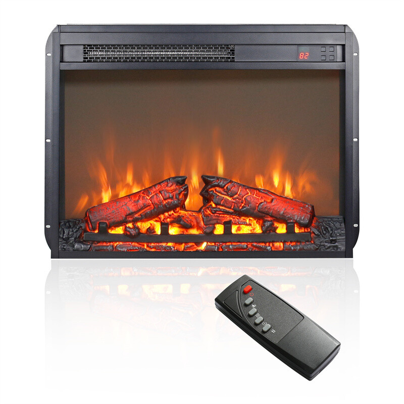 23 Inch Electric Fireplace Insert, Ultra Thin Heater Remote Control with Timer