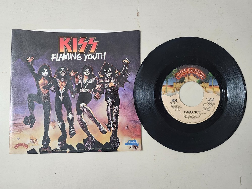 KISS RARE Vintage 1976 Flaming Youth God Of Thunder 45 Vinyl Casablanca NB 858