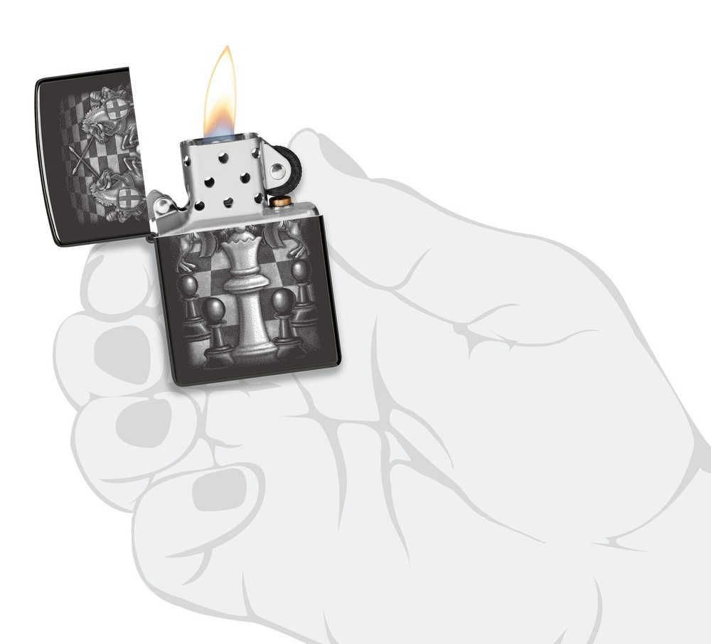 Zippo Chess Design High Polish Black 48762