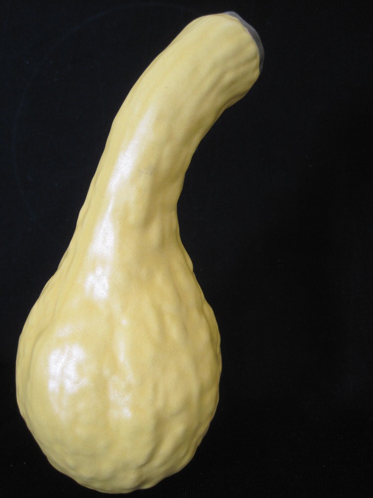 6.5" Ceramic Yellow Gourd Vase - Signed - Repaired Chip