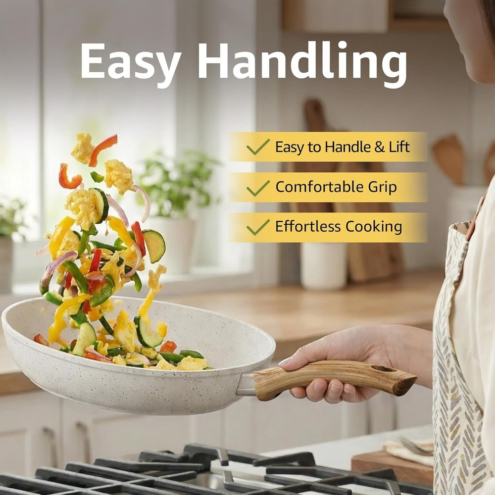 25Pcs Nonstick Ceramic Cookware Set, PFAS-Free, Induction Ready