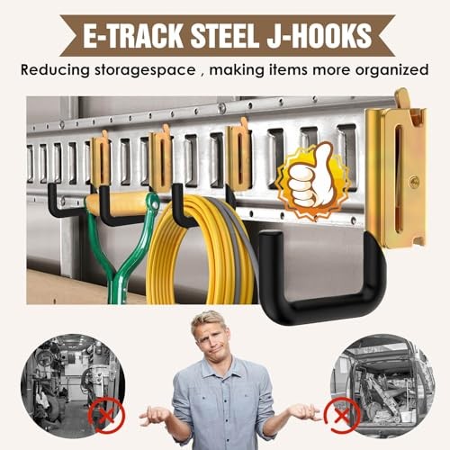 E Track Hooks 6 Pack, Heavy Duty E Track Accessories, E 6PCS E Track J Hooks