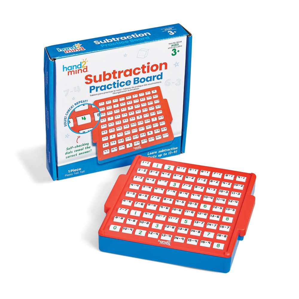 hand2mind Subtraction Practice Board Ages 3+ Self-Checking Math Toy 81 Equations