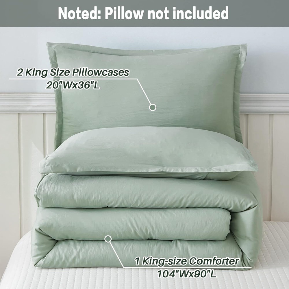 Sage Green Comforter Set,3-Piece Down Alternative ComforterSet Comforter Blanket