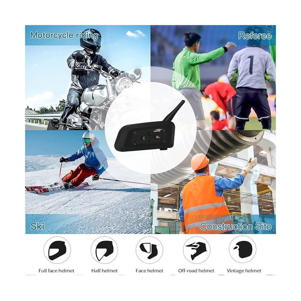 EJEAS Vnetphone V6 Motorcycle Bluetooth Headset, 2 Riders Intercom Bluetooth ...