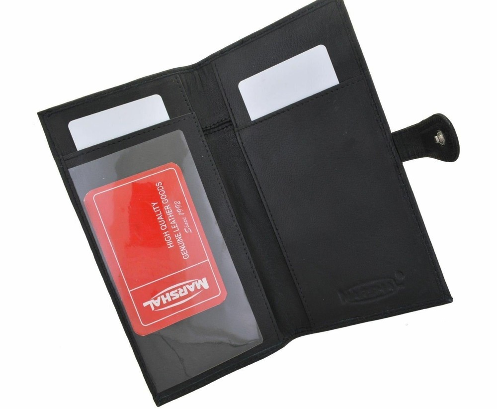 Genuine Leather PLAIN Checkbook Cover Black with Snap Closure NEW!!!
