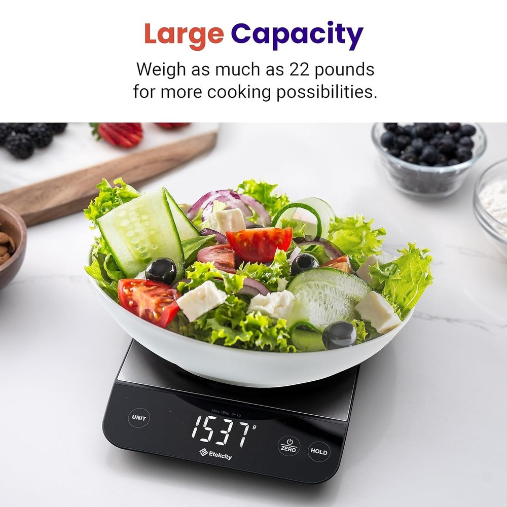 22lb Digital Kitchen Scale, Waterproof, Rechargeable