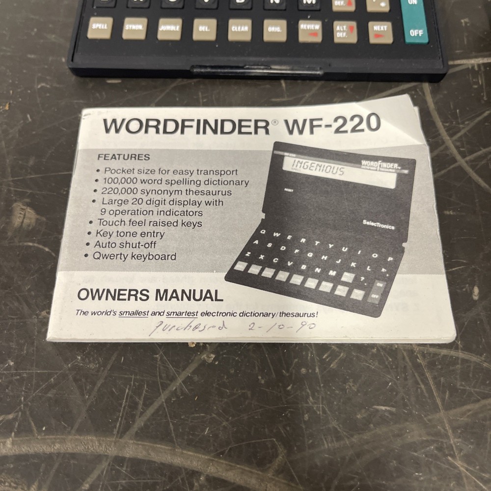 Word Finder Dictionary Thesaurus WF-220 Selectronics Definitions Spelling TESTED