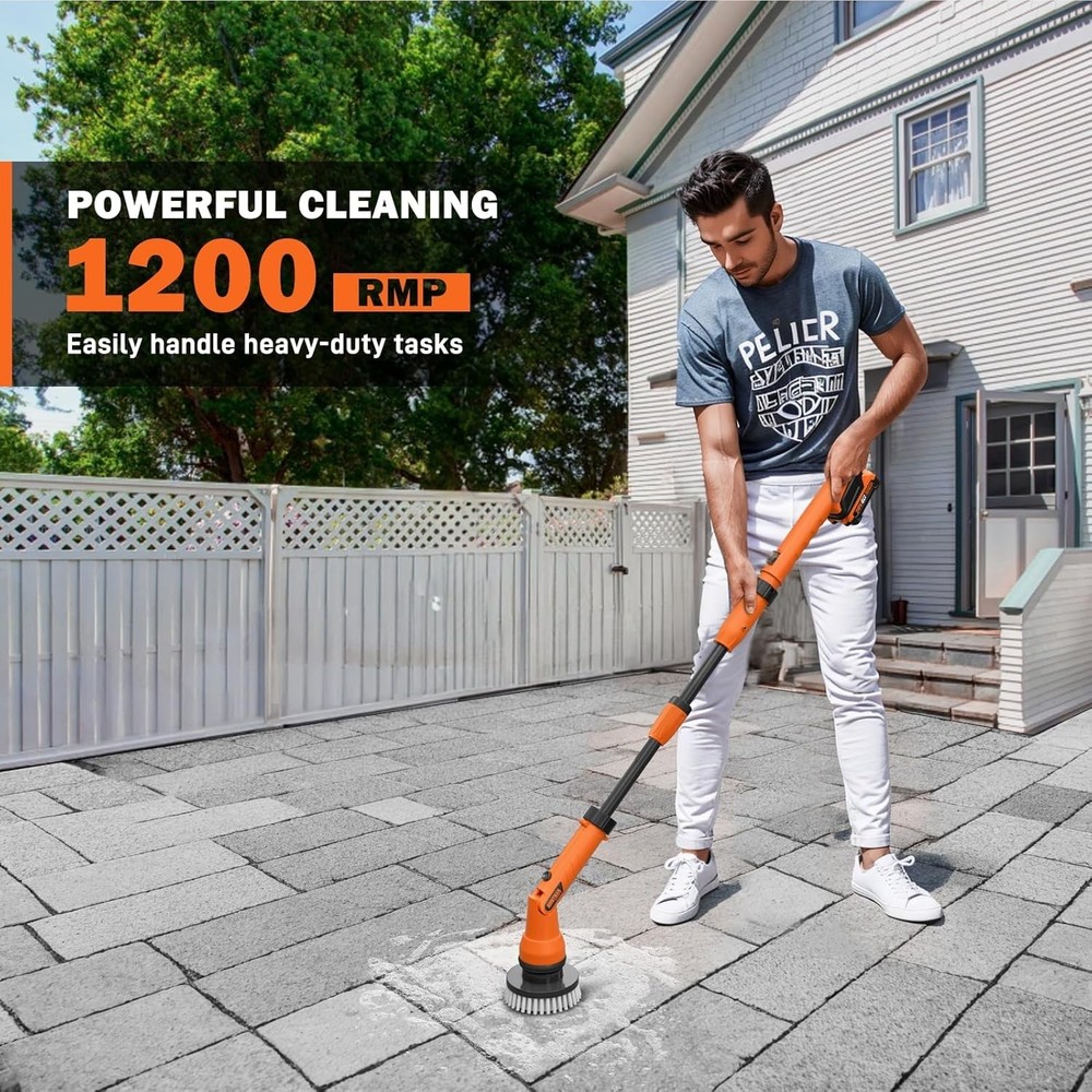 Versatile Electric Scrubber - 2 Batteries, Telescopic Handle