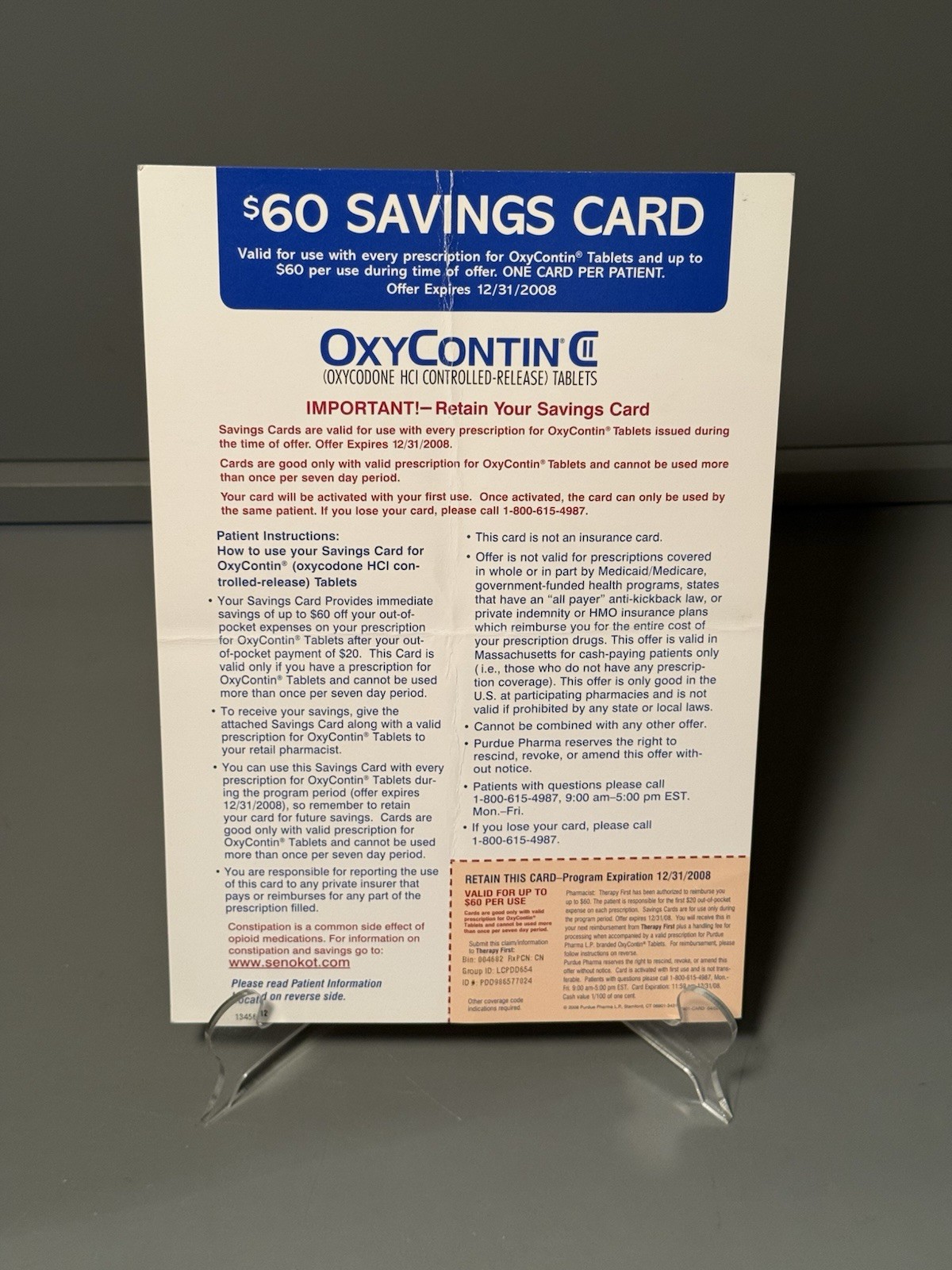 OXYCONTIN Drug Savings Cards • $60 Savings Card • OxyContin Discount Card •
