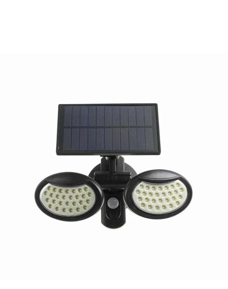 Dual Headlight Solar Panel Rechargeable Spotlight 56 LED Motion Detection Sensor