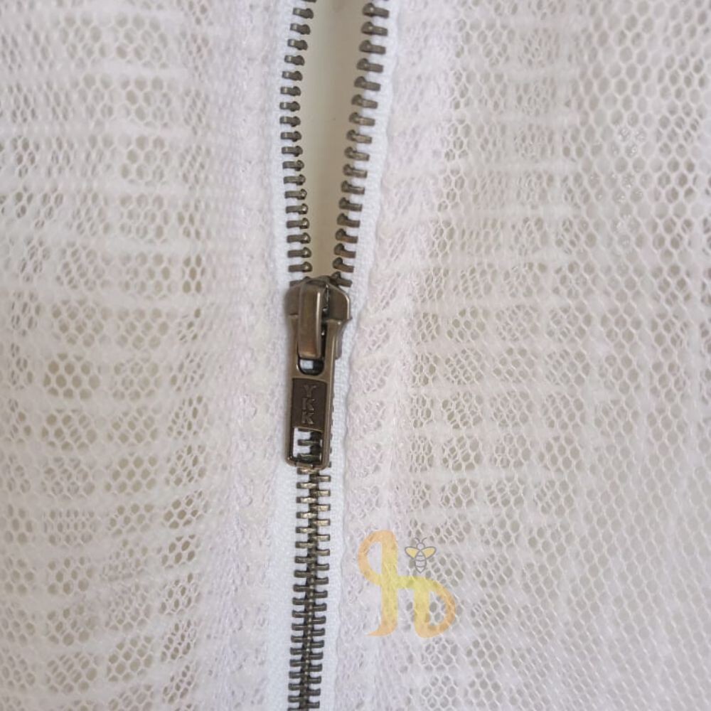 3 Layer Bee Sting Proof Jacket Full Ventilated Round Veil, White, Size 3XL