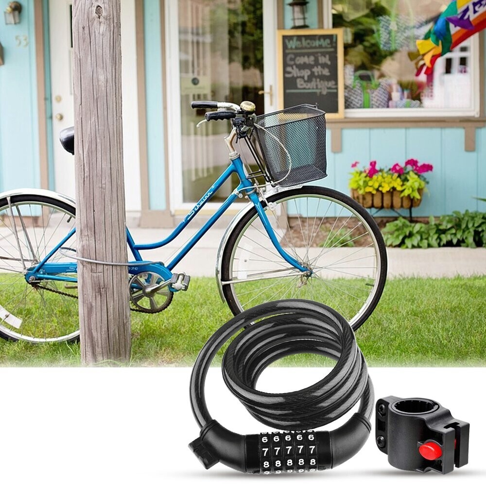 6 Feet 5-Digit Cable Locks High Security Bike Lock Cable with Mounting Bracket