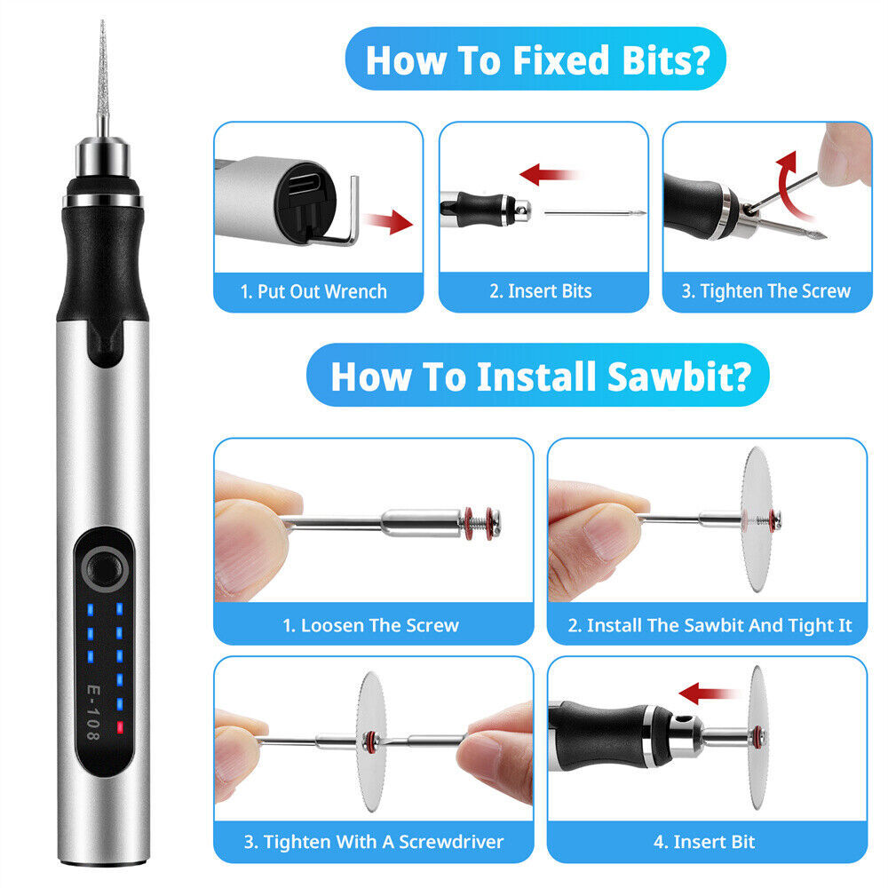 Cordless Electric Mini Drill Grinder Engraving Pen Variable Speed Rotary Tool