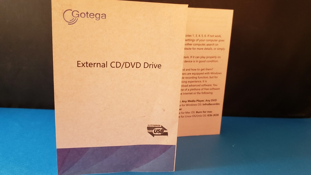 GOTEGA External CD/DVD Drive USER SUPPORT GUIDE Small PAMPHLET Instructions