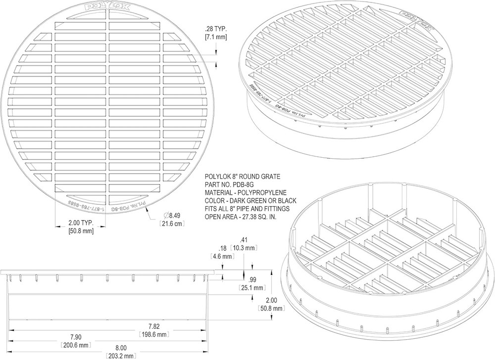 Polylok 8" Pipe Grate (Green)