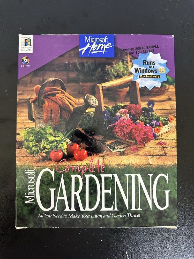 Microsoft Complete Gardening Windows 95 CD-ROM 1996 Vintage PC Software