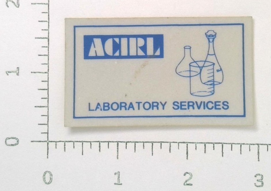 Vintage Achrl Laboratory Services Mining Sticker Decal