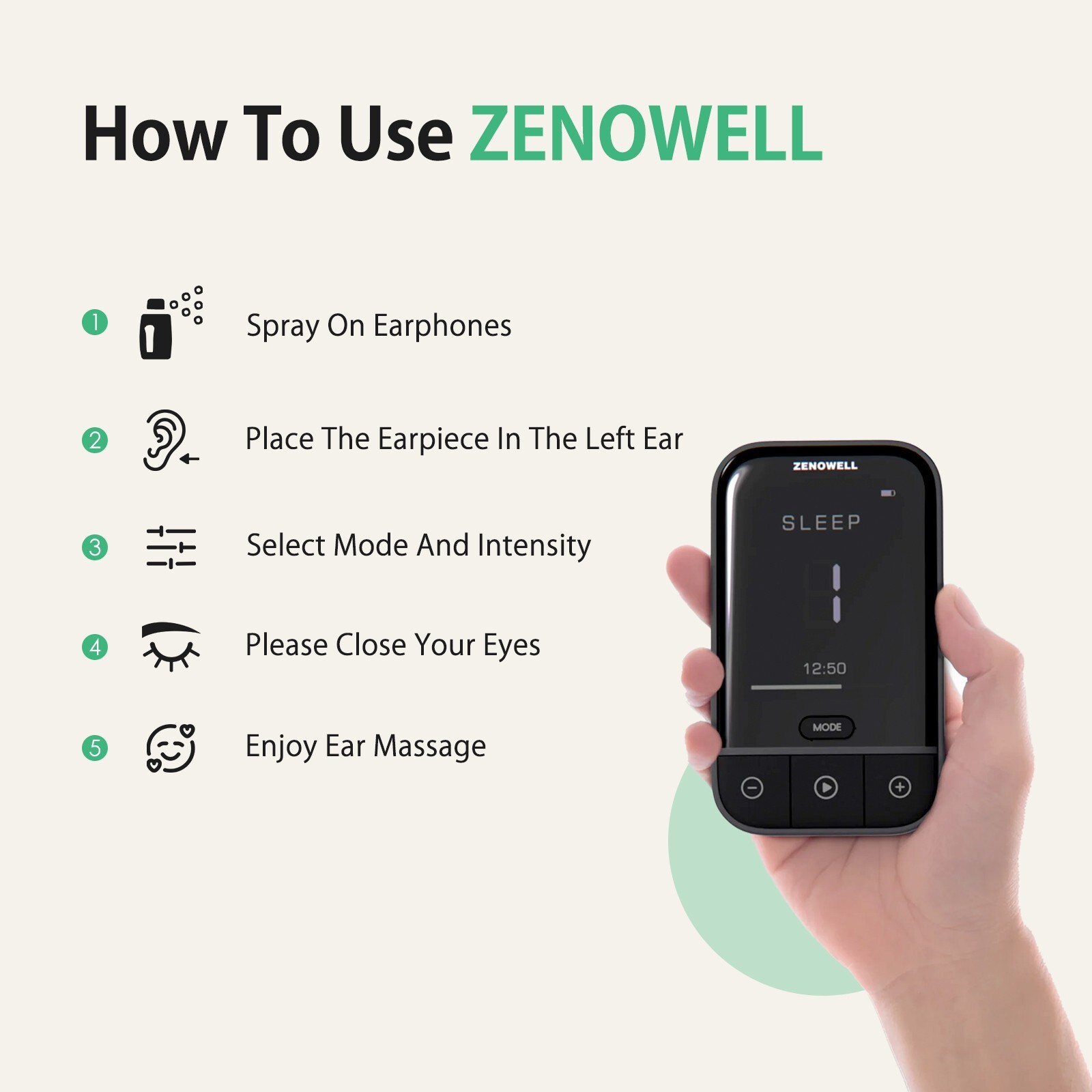 ZenoWell Relaxation Device Vagus Nerve Stimulator for Anxiety/Sleep/Stress/Focus