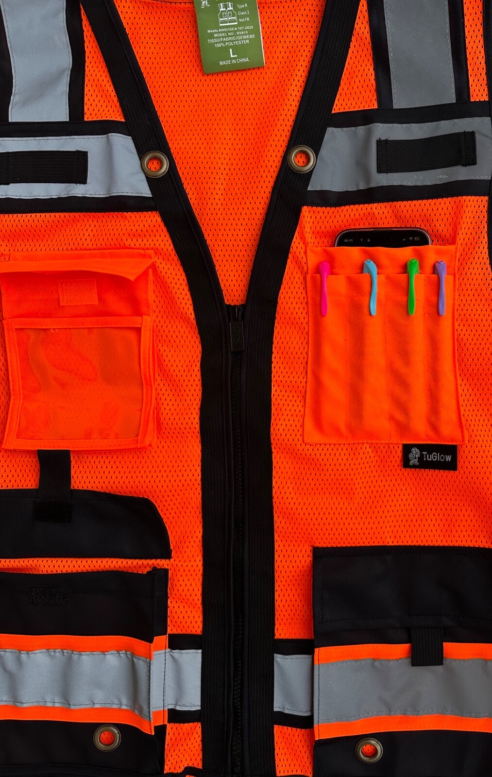 Super Duty Orange Mesh High Visibility Safety Vest, Class 3, Type R