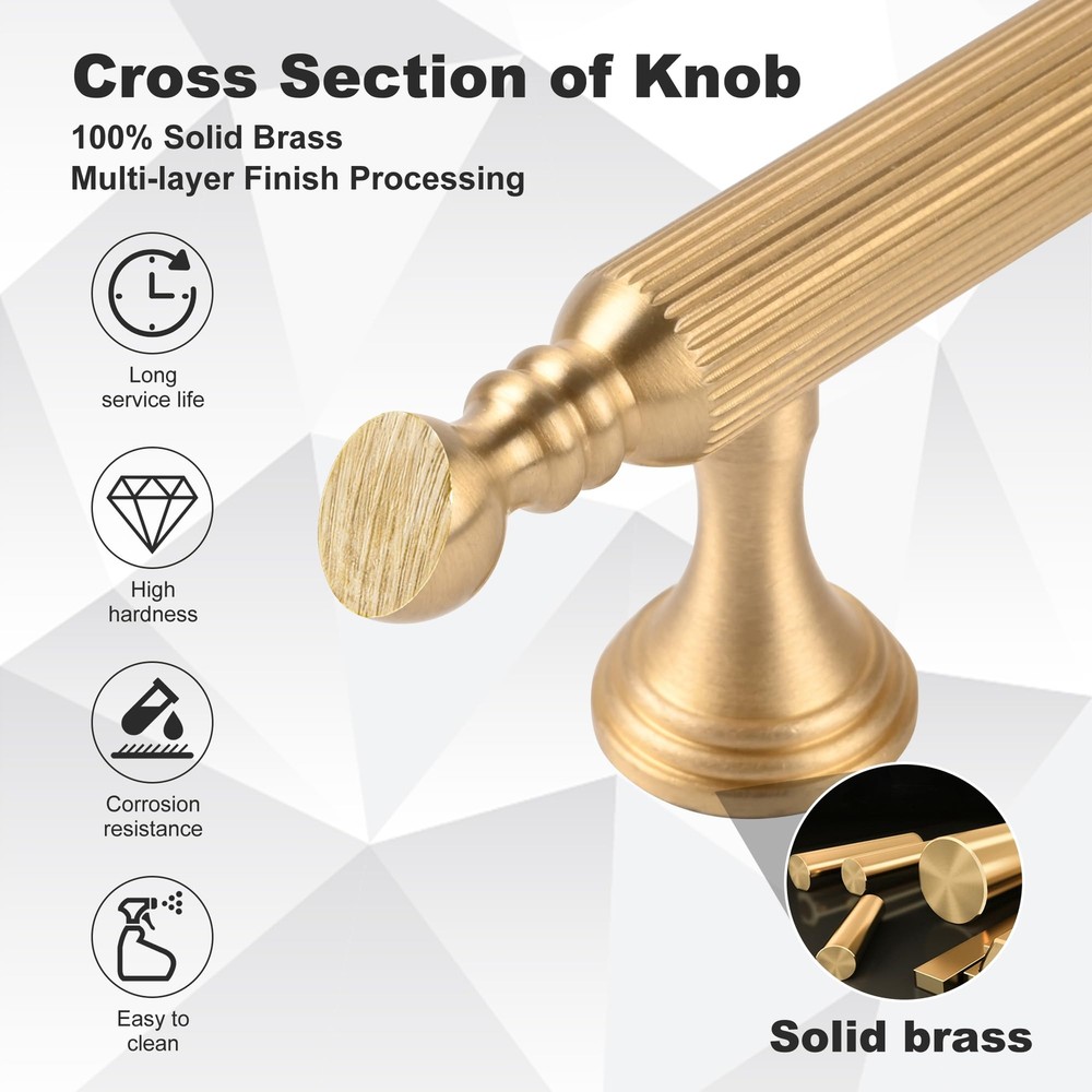 -5 Inch Brushed Gold Kitchen Cabinet Pulls 2 Pack Solid Brass Handles for Dre...