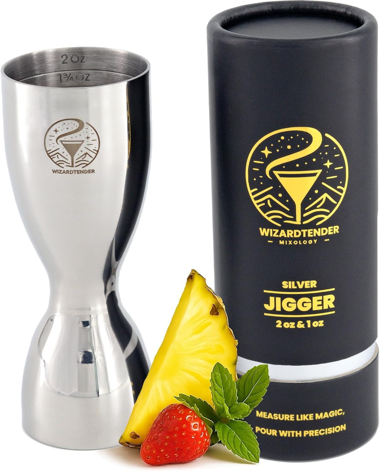 Cocktail Jigger for Bartending | Bar 2 oz 1 Standard, Glossy Silver