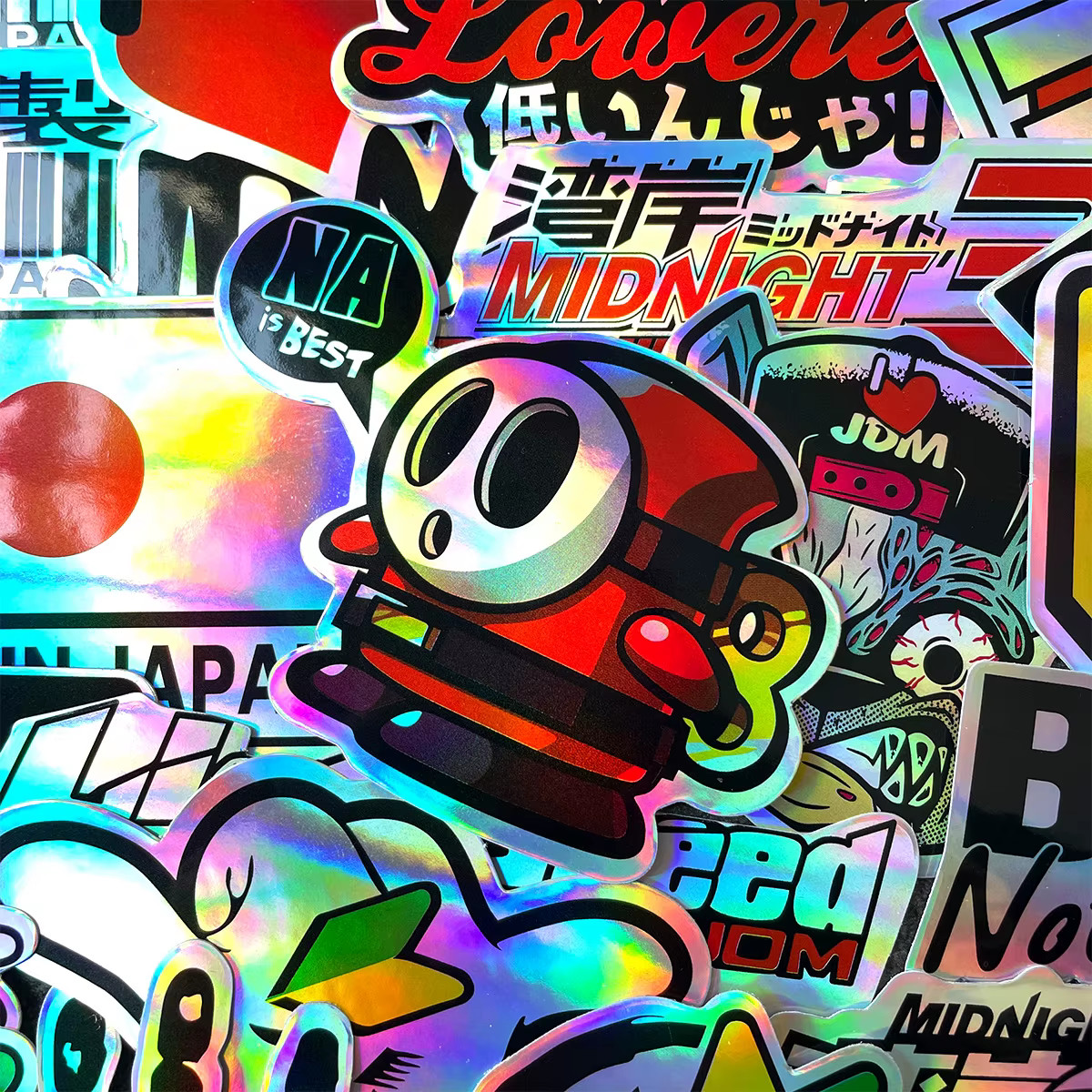 Racing Decal Stickers 10 Pack Random Assortment Motorcycle JDM Laser Holographic