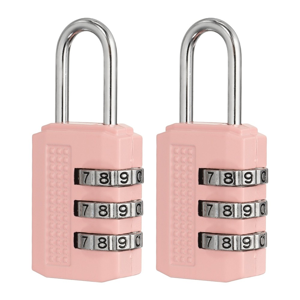 Combination Padlock (Small, Pink)(2 Pcs), 3-Digit Shackle Code Locks