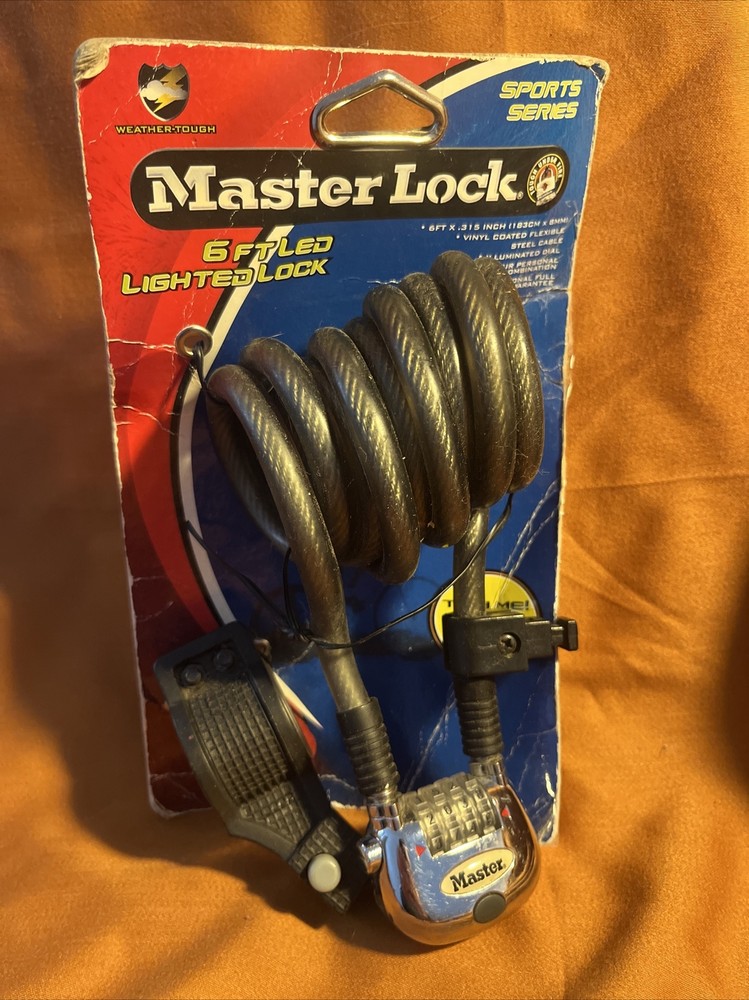 Rare 2006 Master Lock Lighted Combo Cable Bicycle Lock * No Battery *