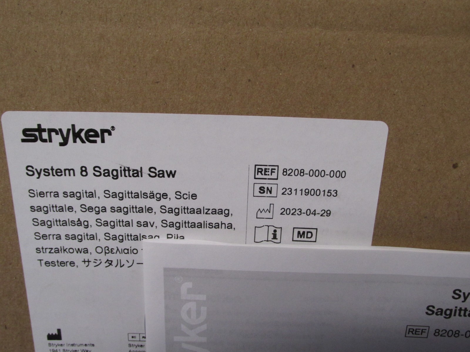 Stryker System 8 Sagittal Saw Battery Handpiece 8208-000-000 NEW SEALED