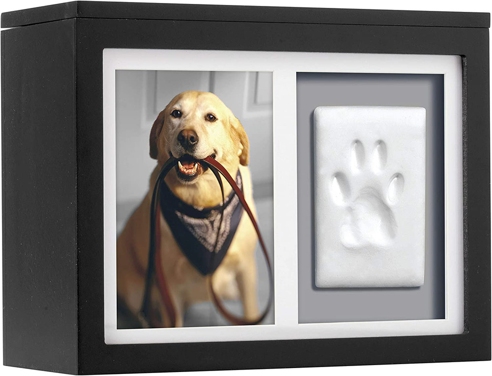 Pet Memory Box & Urn – Solid Wood, Black Finish, Personalized Keepsake with Clay