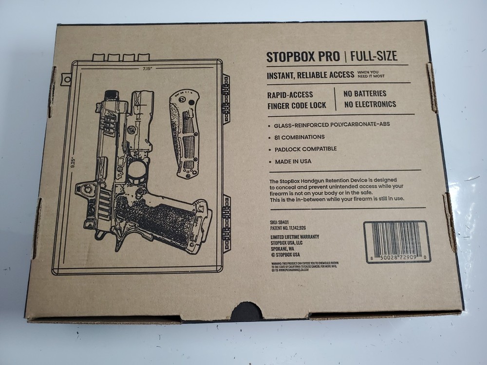 NEW StopBox Pro Handgun Safe - Full Size - Skull Camo With Security Cable
