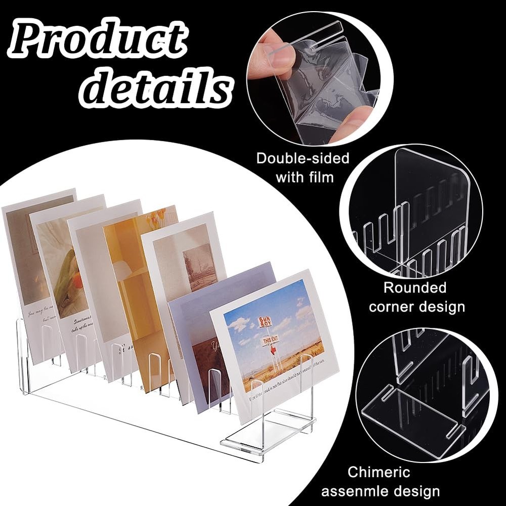 2 Sets 12 Grids Acrylic Card Display Riser Stands for Greeting Card Postercar...